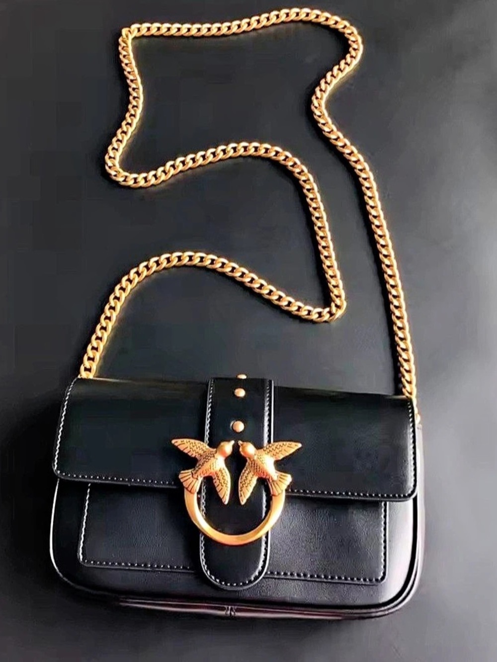 New designer inspired  Love Bag Click Soft Horizontal Black Crossbody Bag